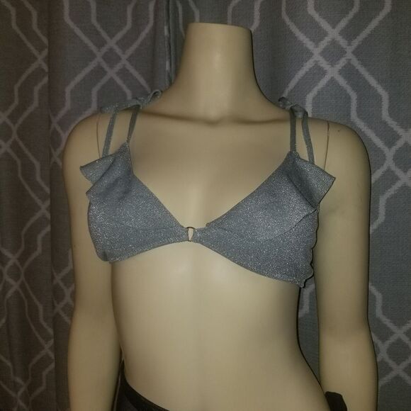 No Boundaries Junior's Bikini Swim Top size Small green and silver - Picture 8 of 9